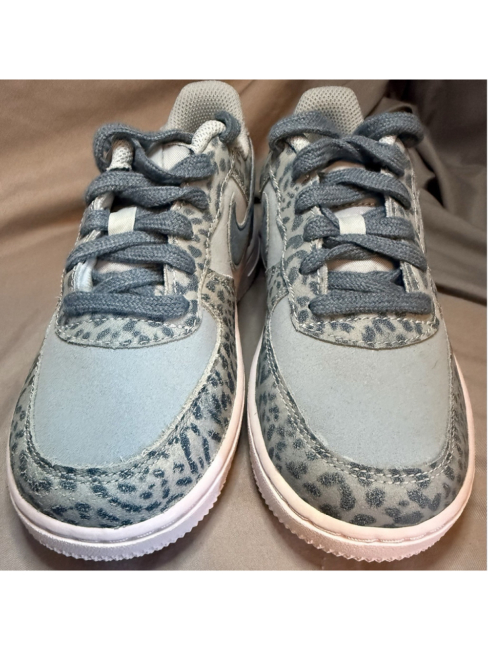 Nike Air Force 1 Shoes Blue Suede Leopard Big Kids AM7 529-400 Size 13C New